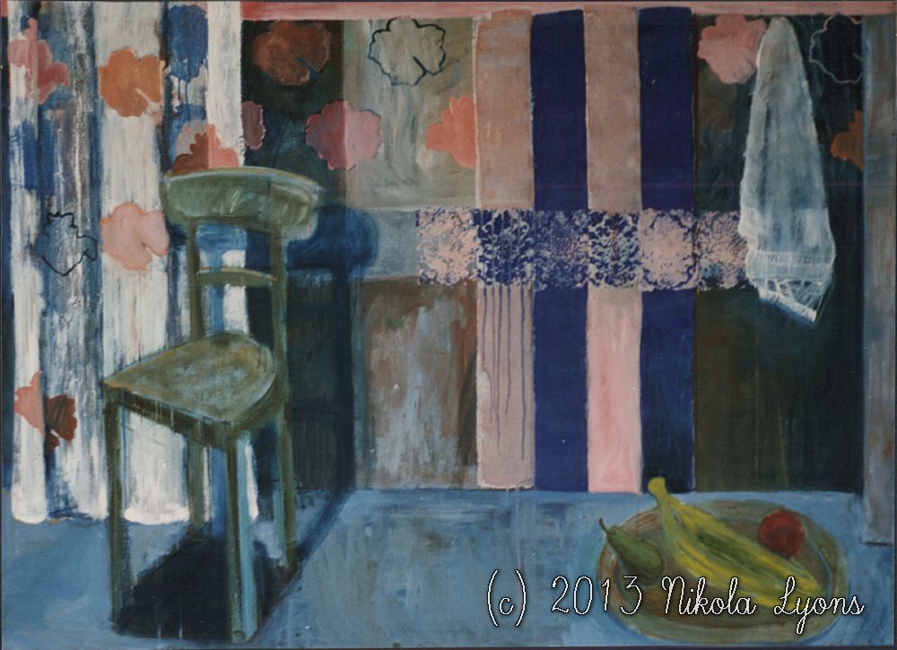 Nikola Lyons: Still Life With Chair And Curtain